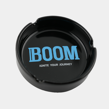 Ash Tray with Boom THCa Logo and Ignite Your Journey Slogan