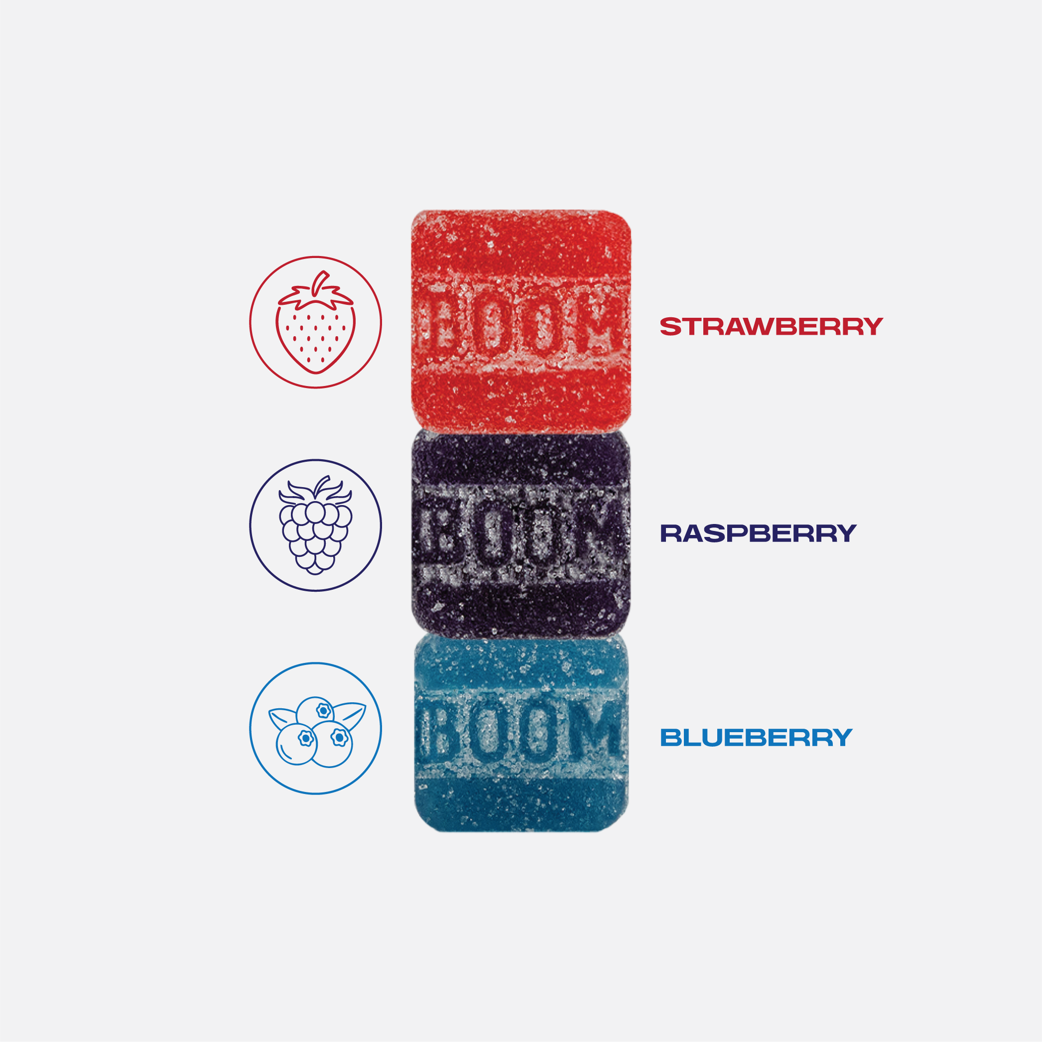 Midnight Berry Variety Mix Pack. 15mg delta 9 THC ,15mg CBD & 20mg CBN gummies. Strawberry, Blueberry and Raspberry Flavor