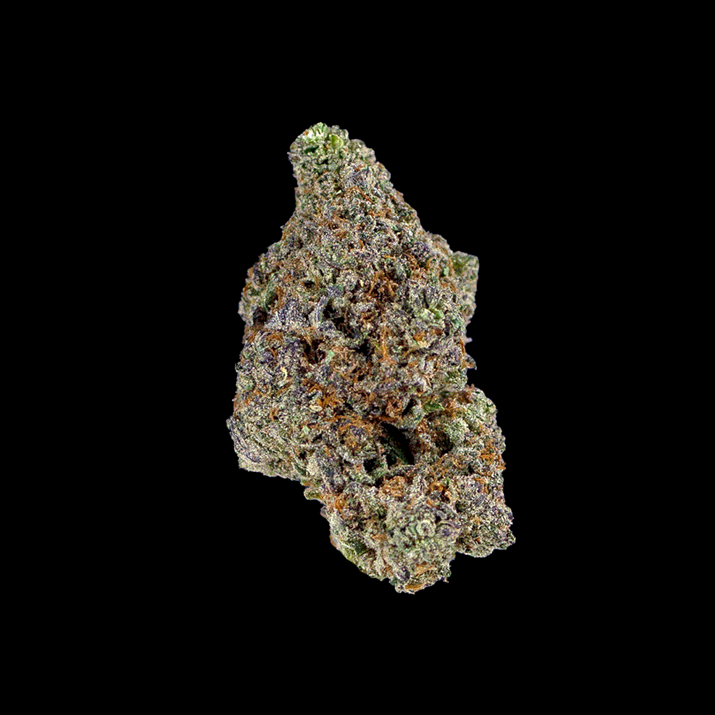 360 view of Biscotti THCa flower, dense frosty buds with earthy, nutty aroma,
premium strain from BOOM.