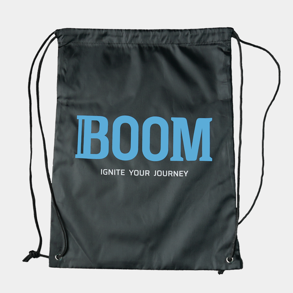 Polyester Drawstring Bag with Boom THCa Logo