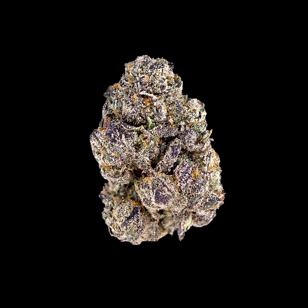 Pink Runtz THCa top shelf flower 360 view, showcasing full bud structure,
pink,green, purple hues, and frosty trichomes